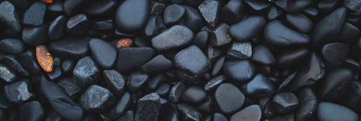 Poster - Dark sand with pebbles displays uniform texture and varied sizes across the surface