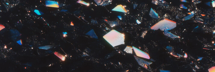 Poster - Black sand texture featuring volcanic glass shards with sparkling reflections