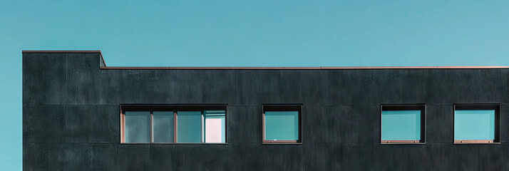 Poster - Grainy black wall with subtle grey texture and contrasting clear sky