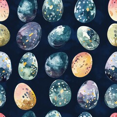 Wall Mural - A blue and green egg pattern with a variety of colors