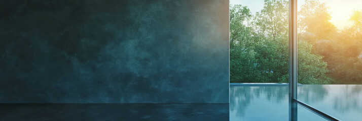 Poster - Textured black wall with stained surface and grey effect in light of evening