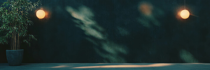 Poster - Black wall texture with grunge patterns and soft lighting creating an atmospheric setting