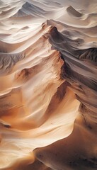 Aufkleber - Abstract aerial desert view with smooth dunes and sharp ridges, rich orange and beige tones, surreal and dynamic lighting