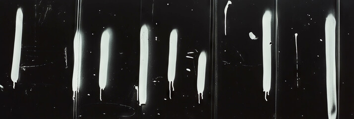 Poster - Black wall featuring striking white graffiti markings and textured surface details