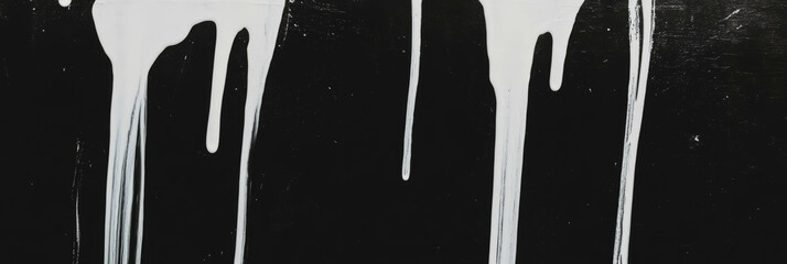 Aufkleber - Texture revealing black wall adorned with white paint drips and grunge lines from wear