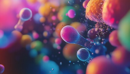 Poster - Vibrant Colorful Spheres Interact Dynamically in Abstract 3D Animation