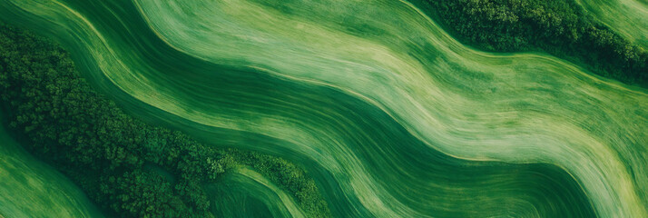 Poster - Bright green textured landscape with manicured surface viewed from above