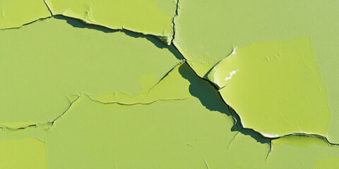 Poster - Texture of bright lime green wall with chipped paint and grunge markings