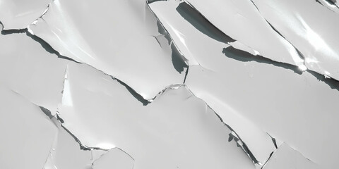 Poster - Bright matte polished silver wall with peeling paint revealing textured surface details