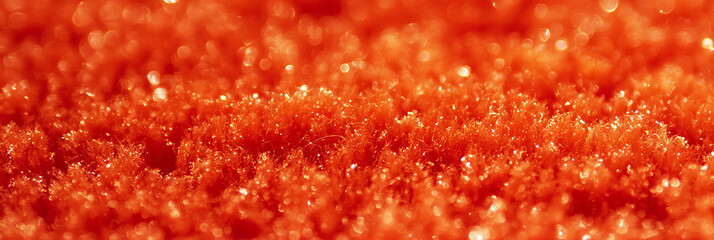 Poster - Vibrant orange loop carpet texture showcasing dense fibers and unique patterns