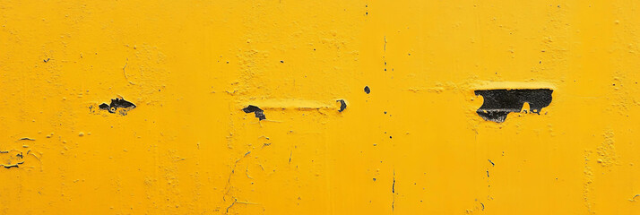 Poster - Bright yellow wall texture adorned with graffiti and rough grunge elements