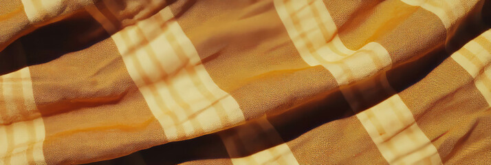 Poster - Brown plaid tablecloth texture displaying intersecting lines in a rustic setting