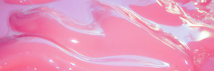 Poster - Glossy pink gel texture resembling playful bubblegum creates a smooth, shiny surface