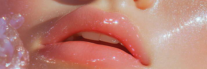 Poster - Smooth bubblegum pink gel texture with playful matte finish on lips
