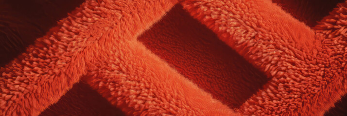 Poster - Burnt orange textured loop carpet featuring geometric patterns and shadows