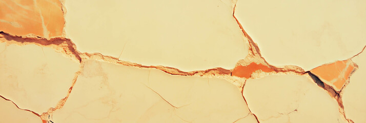 Poster - Cracked butter yellow wall texture with vintage details showcased in a warm atmosphere