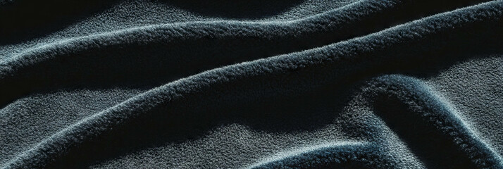 Poster - Charcoal gray frieze carpet texture showcasing dense curly pile and deep shadows
