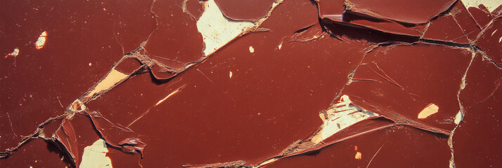 Poster - Chocolate brown wall featuring rough scratches and beige markings in textured design