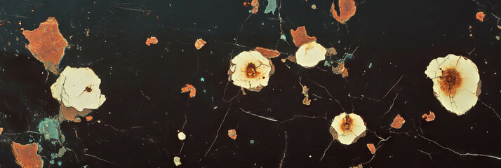 Poster - Texture of a chocolate brown wall featuring rough scratches and beige markings