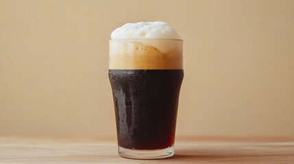 Poster - A glass of cold brew coffee with frothy foam and space beside it for text or design.