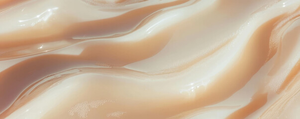 Poster - Elegant clear gel texture on beige with soft sheen and ripples for cosmetic aesthetic