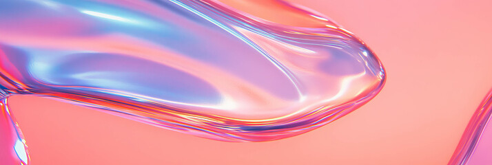 Poster - Elegant clear gel showcasing smooth texture and light reflections on a pastel background