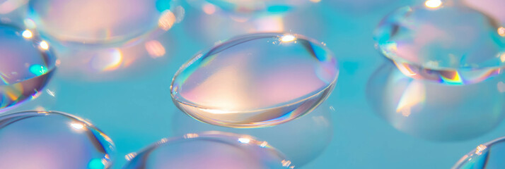 Poster - Clear gel texture with smooth surface and light refraction on a clean cosmetic background