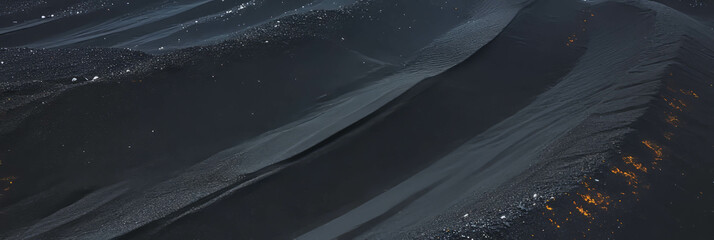 Aufkleber - Compacted black sand texture featuring subtle tire tracks in a smooth landscape