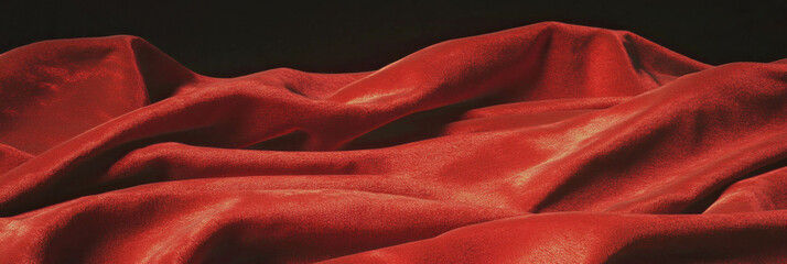 Aufkleber - Crushed velvet texture in a deep red shade showcasing rich shadows and unique surface detail