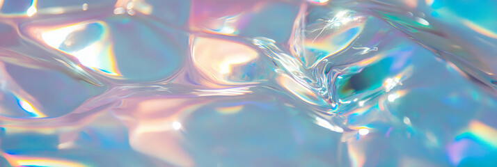 Poster - Crystal clear gel texture reflecting bright light in a clean aesthetic background