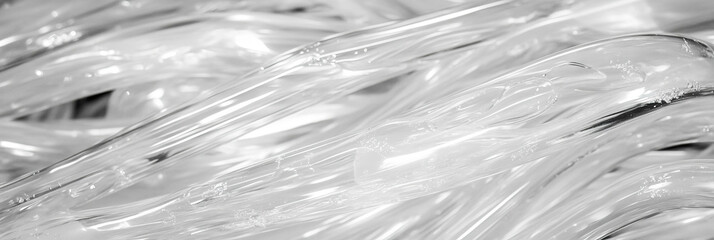 Poster - Elegant crystal clear gel with shimmering strands creating a smooth cosmetic texture