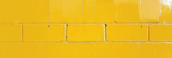 Poster - Dark amber yellow wall texture featuring stained bricks and deep grunge markings