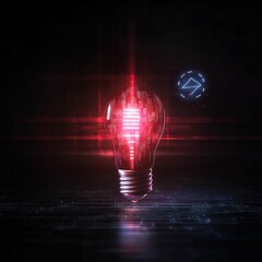 Poster - Hacked iot light bulb glitching with red and blue lights digital environment high-tech concept