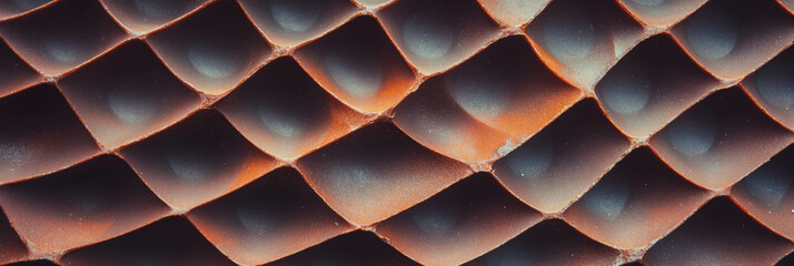 Poster - Dark brown cone wafer texture showcasing thick overlapping diamond grids for design inspiration