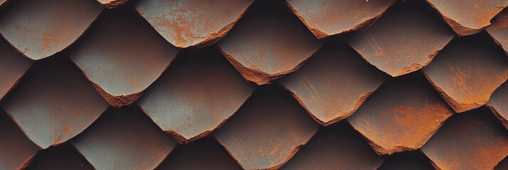 Poster - Unique dark brown cone wafer texture with intricate diamond grid patterns