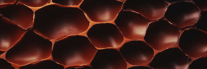 Poster - Detailed texture of a dark brown cone wafer featuring embossed hexagonal patterns