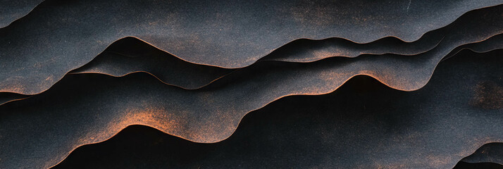 Poster - Dark brown paper texture with wavy lines creates a unique surface visual