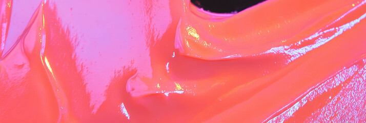 Poster - Dark fluorescent pink gel exhibits intense neon glow and viscous texture in close-up view