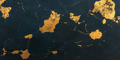 Poster - Dark gold leaf wall texture with flaking and deep grunge markings in a distressed finish