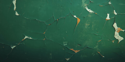Poster - Dark neon green wall texture with cracked paint and grunge details creates an urban feel
