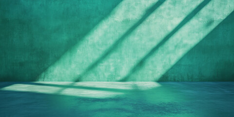Poster - Dark pastel mint green textured wall featuring a grunge effect and light shadows