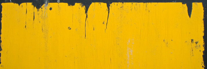 Poster - Deep yellow wall texture featuring intense grunge and dark markings in urban setting