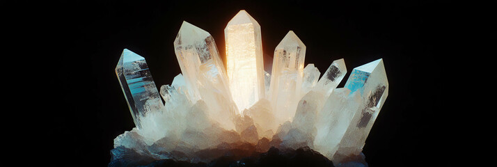 Poster - Bright central burst of crystal flares with dense cluster and fading edges