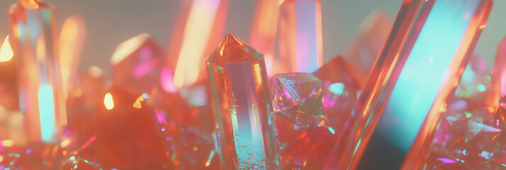 Poster - Vibrant crystal flares create a mesmerizing display of colors and textures in a dense cluster