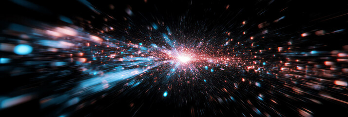 Poster - Dense clusters of bokeh creating a radiant burst effect in a dark environment