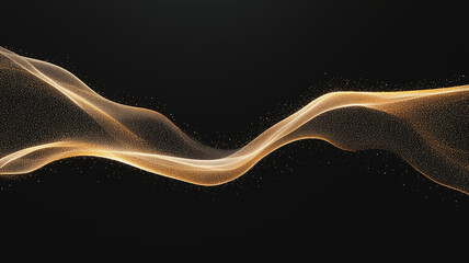 Poster - Golden Flow: An abstract image of a flowing, luminous golden line against a black backdrop, creating an elegant and contemporary design, perfect for website banners or social media backgrounds.