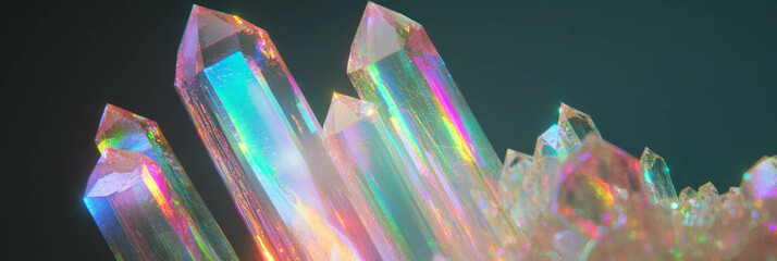 Poster - Glowing elongated crystal flares with colorful light streaks in an artistic arrangement