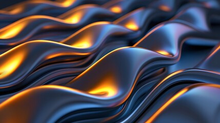 Poster - a close up of a shiny metal surface with orange and yellow flames