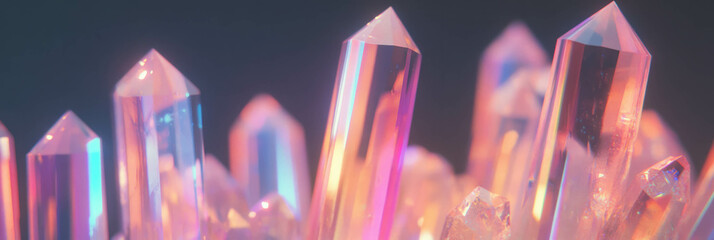 Poster - Elongated crystal flares with linear light streaks creating a subtle glow