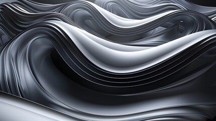 Leinwandbilder - a black and white image of a wavy pattern of silver
